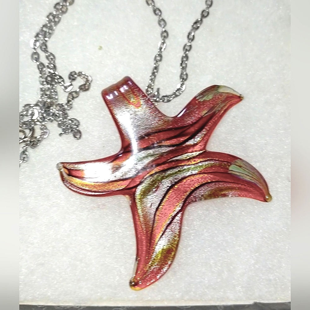 Murano Glass Starfish Pendant on Chain